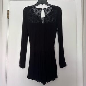 Mossimo Supply Co. Black Lace Yoke Long-Sleeve Romper